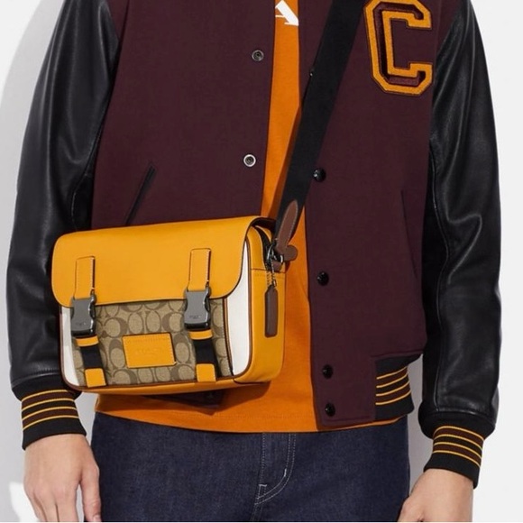 Coach men's Track Crossbody In Colorblock Signature Canvas CC357 - Picture 1 of 13
